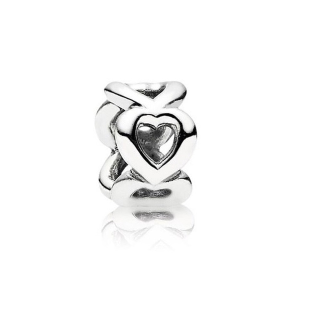 Pandora Openwork Openweave Heart Spacer Charm Authentic Sterling Silver
